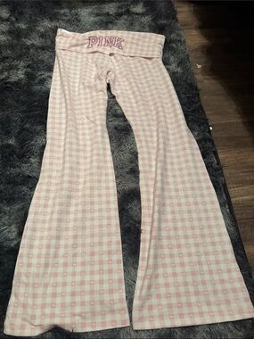 PINK Victoria's Secret Women's Pink Gingham Boot Cut Lounge Pants